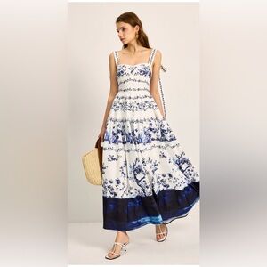 NWT Commense Floral Print Tie-Strap Tiered Dress